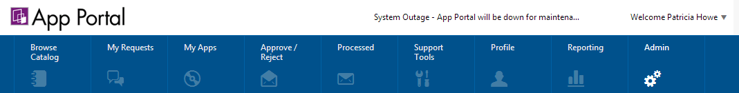 Announcement Displayed on the App Portal Site