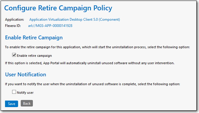Configure Retire Campaign Policy View