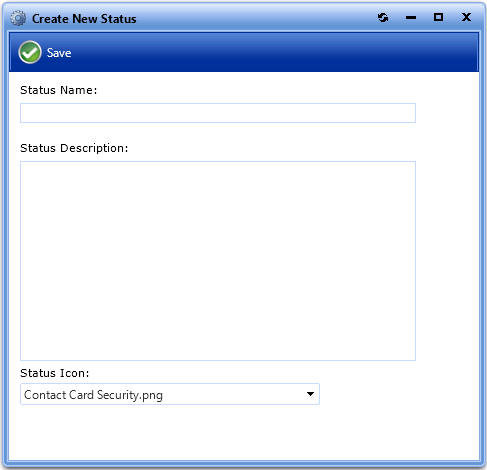 Create New Status Dialog Box